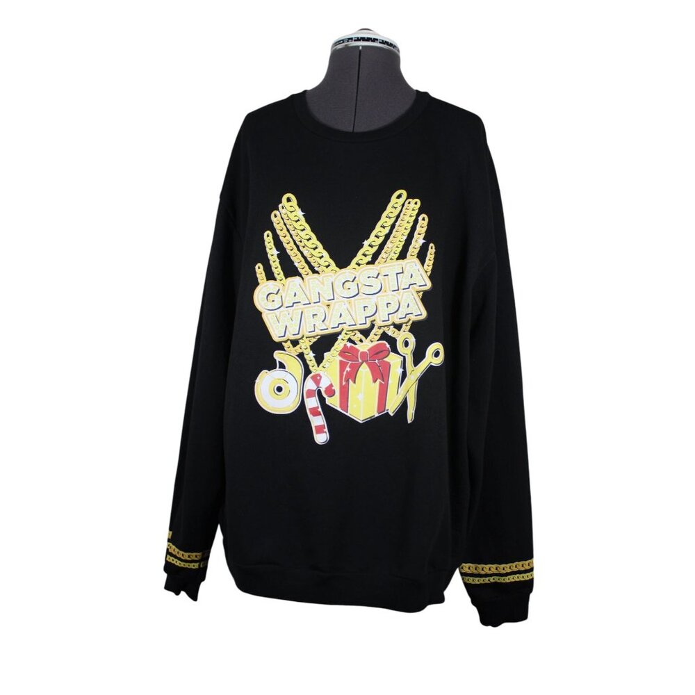 Gertex Happy Holidays unisex novelty‎ print crew neck fleece sweatshirt XL